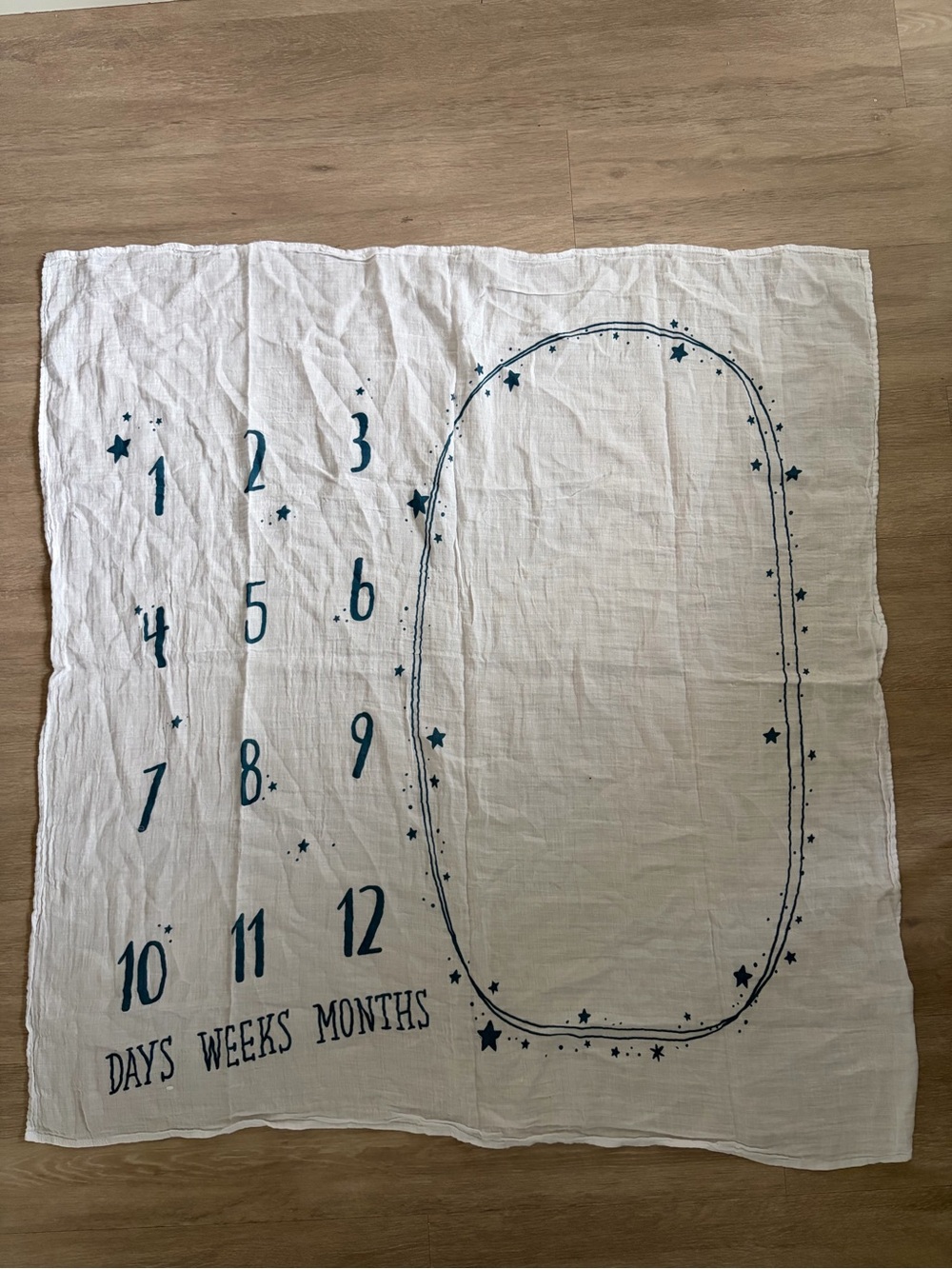 Baby Milestone Muslin Blanket - White with Teal Numbers